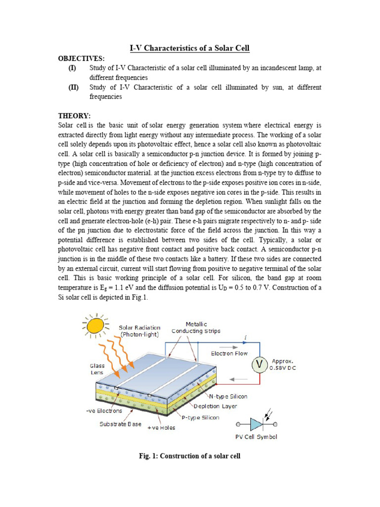 I-V Characteristics of Solar Cell | PDF | Solar Cell | Semiconductors