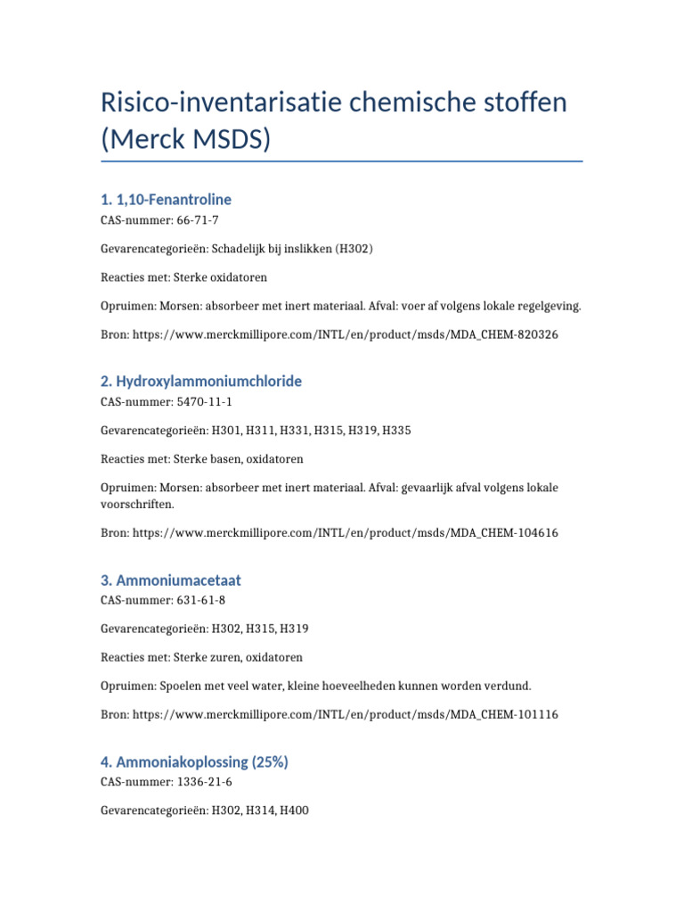 Risico Inventarisatie Merck | PDF