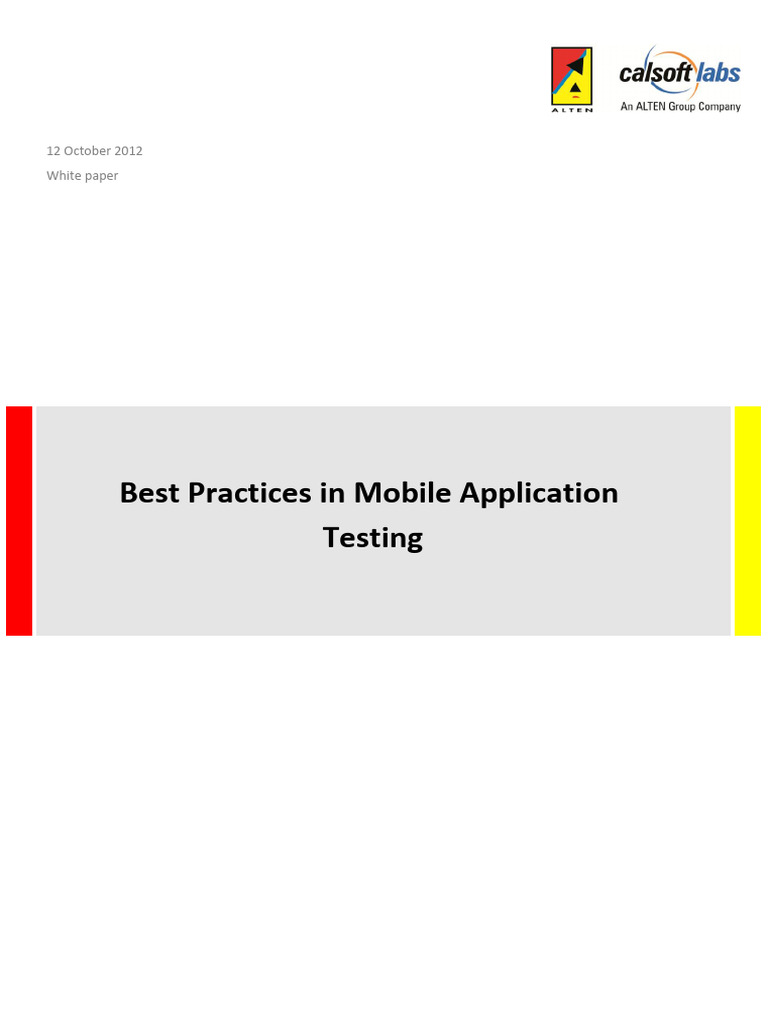 Mobile App Testing Best Practices | PDF | Mobile App | Android ...