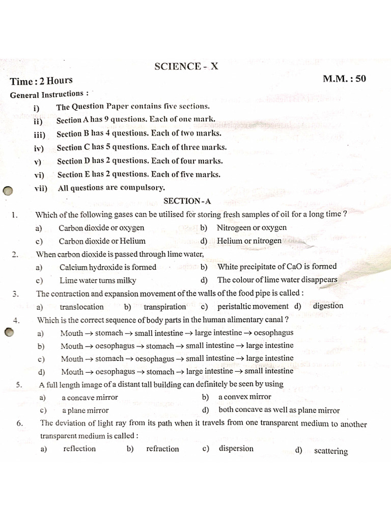 Sample Paper Class-10 | PDF