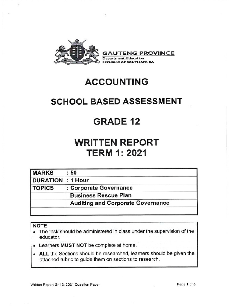 Sba Gr12 Term1 2021 QB | PDF