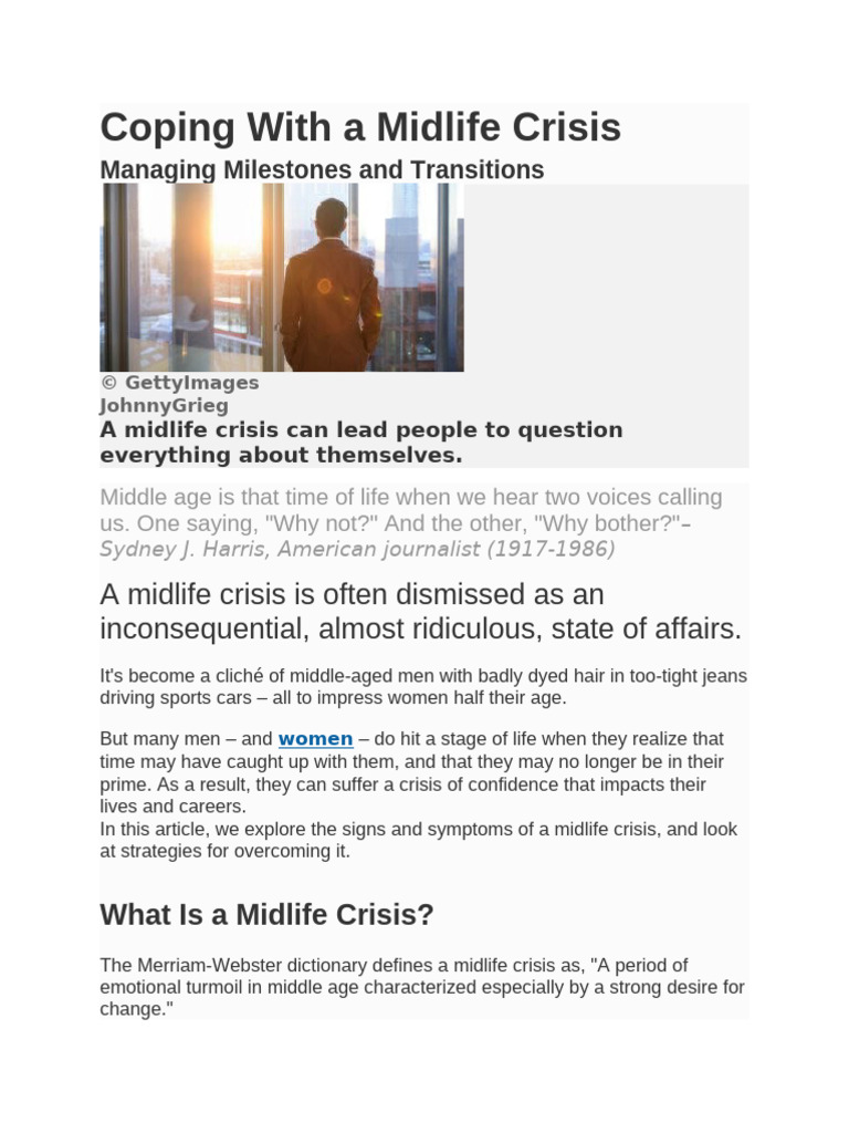 Coping With A Midlife Crisis | PDF | Thought | Feeling