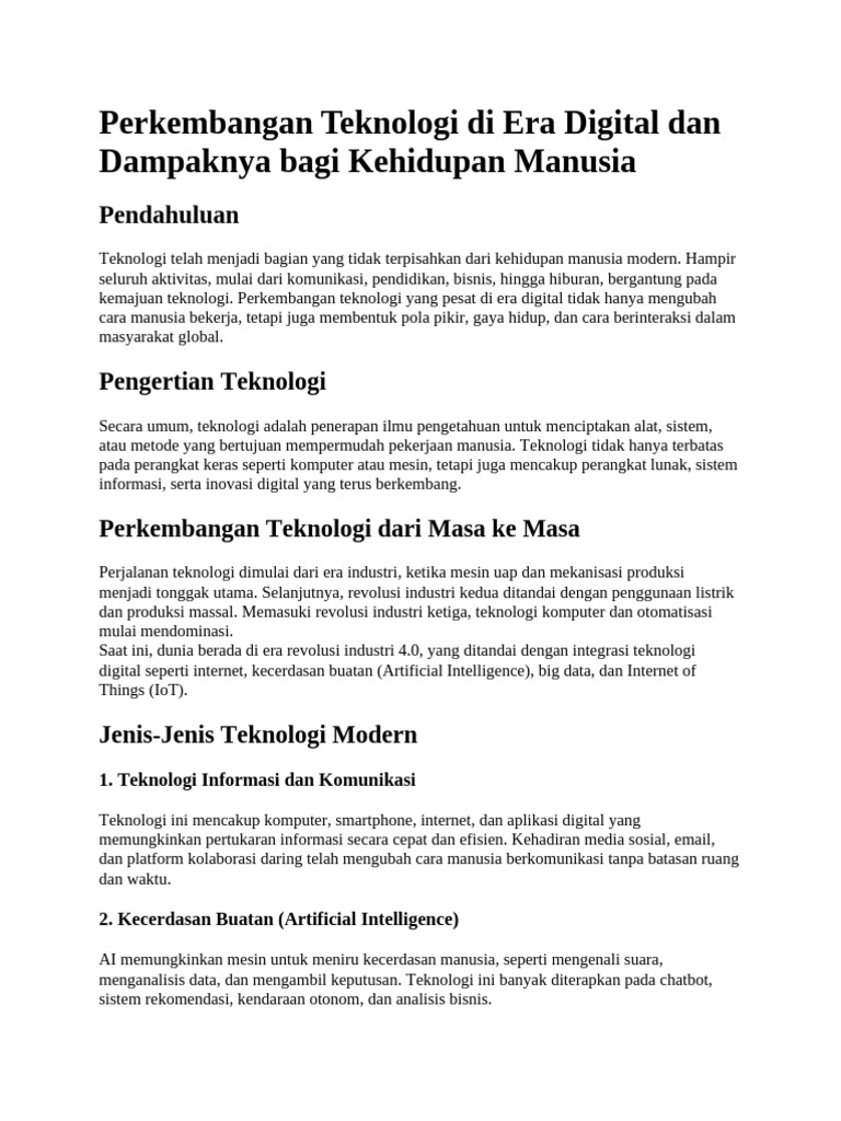Perkembangan Teknologi Di Era Digital Dan Dampaknya Bagi Kehidupan ...