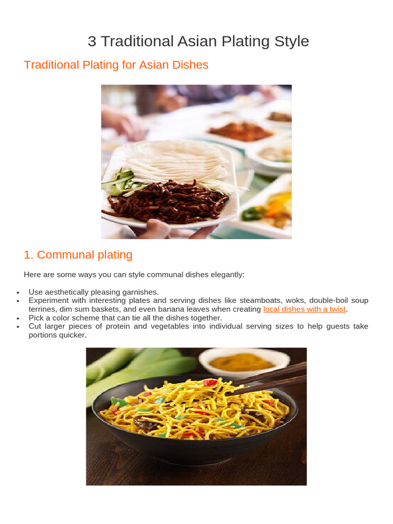 3 Traditional Asian Plating Styles | PDF | Tableware | Foods
