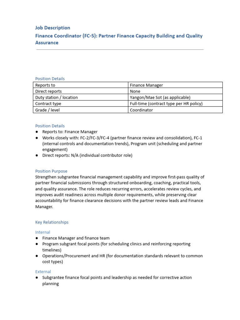 JD FC5 Partner Finance Capacity Building QA v1.0 | PDF | Capacity ...
