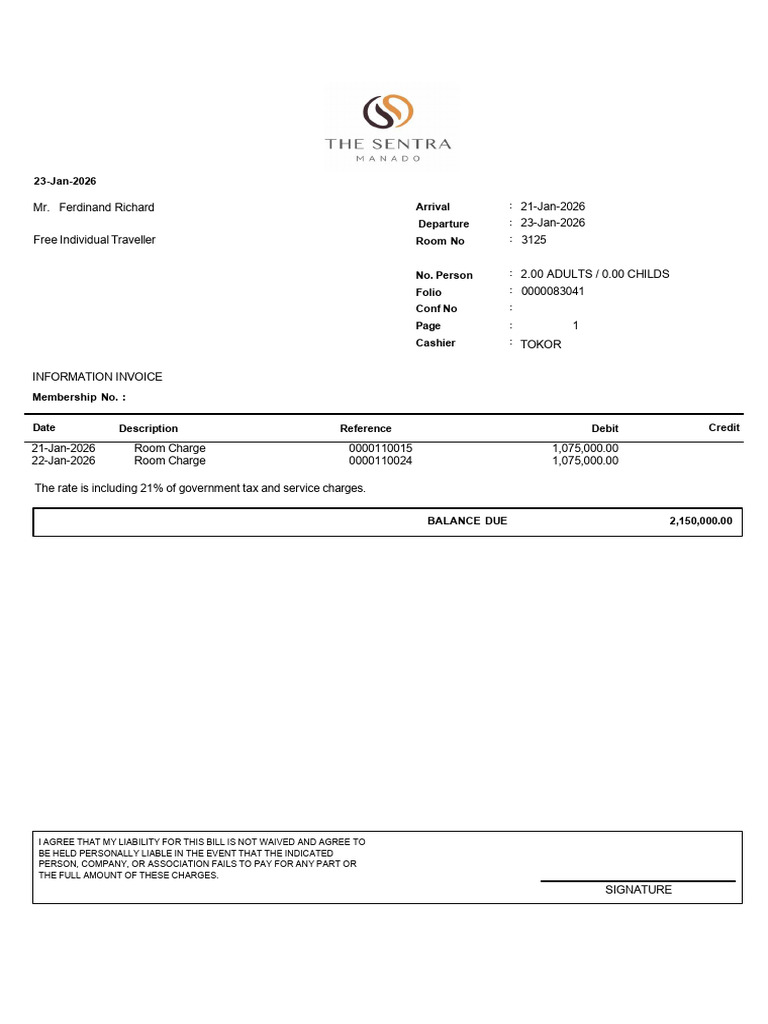 Invoice Hotel Assa | PDF