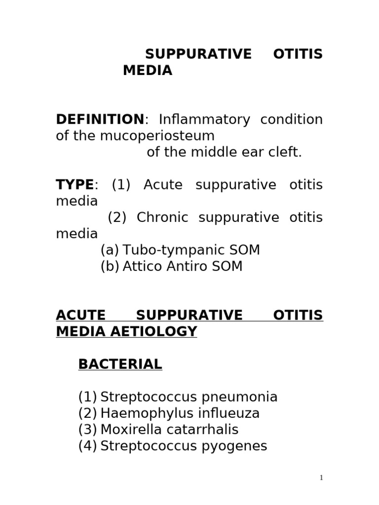 Suppurative Otitis Media | PDF | Ear | Otorhinolaryngology