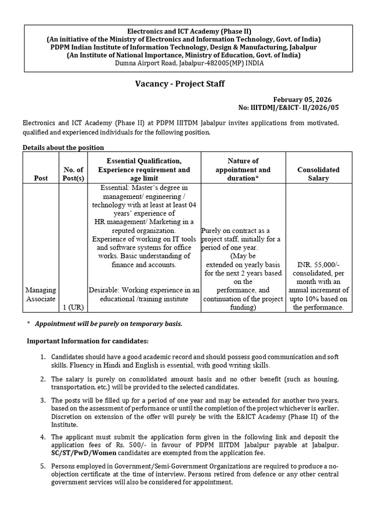 Managing Associate Staff Appointment Feb 2026 09022026 | PDF
