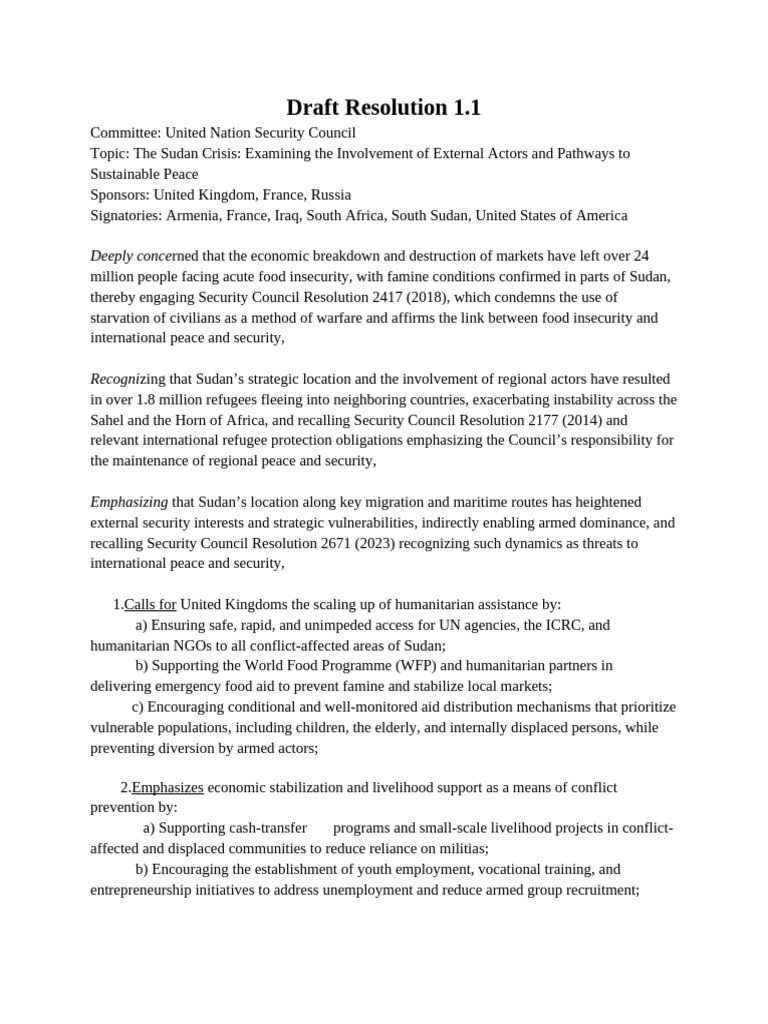 Draft Resolution 1, UNSC | PDF | International Relations