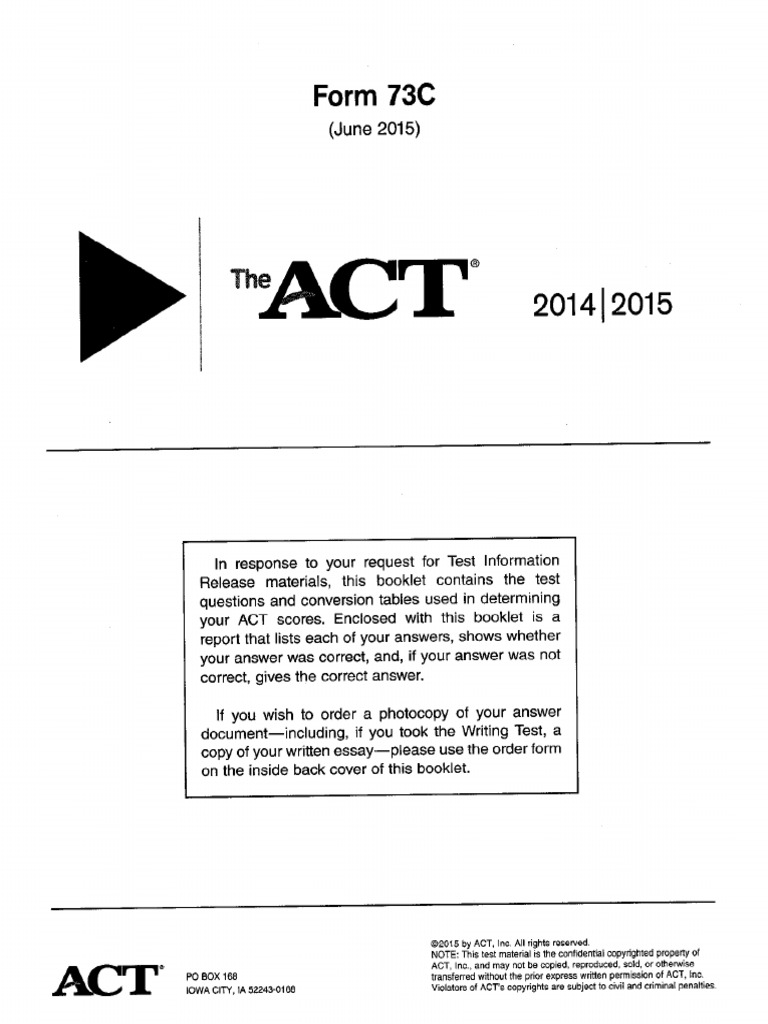 ACT - Official - Form 73C (June 2015) | PDF