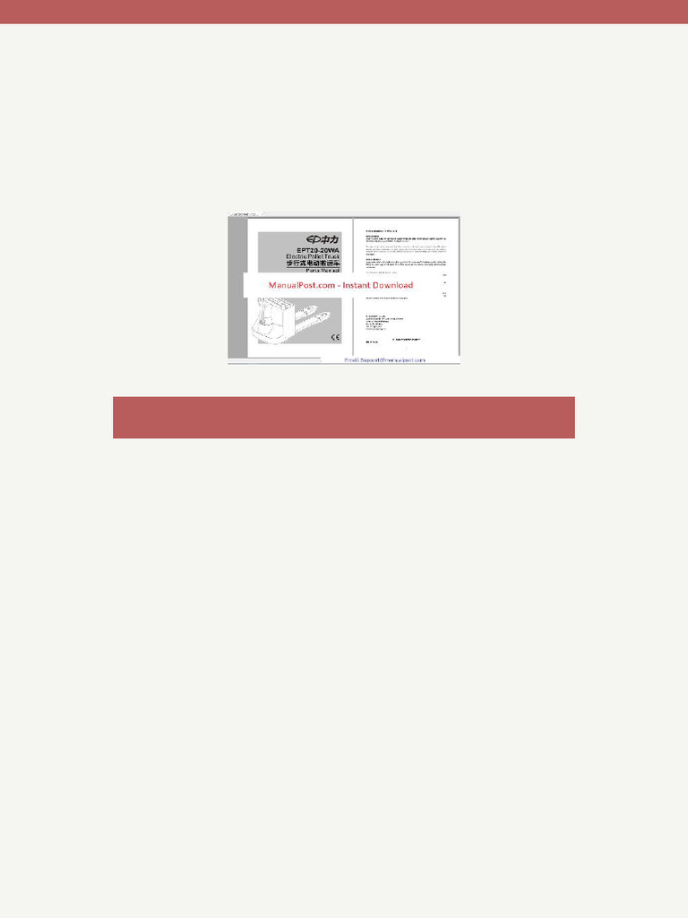 Ep Electric Pallet Truck Ept20 20wa Parts Manual | PDF