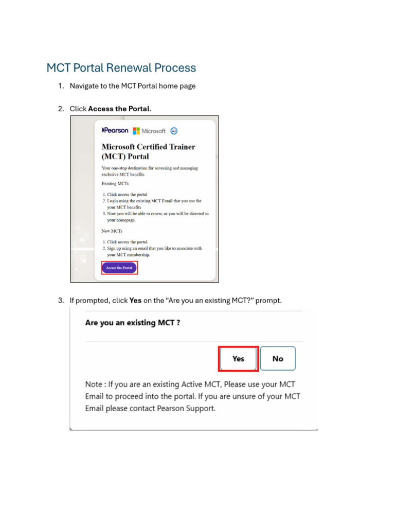 MCT Portal Renewal Process | PDF
