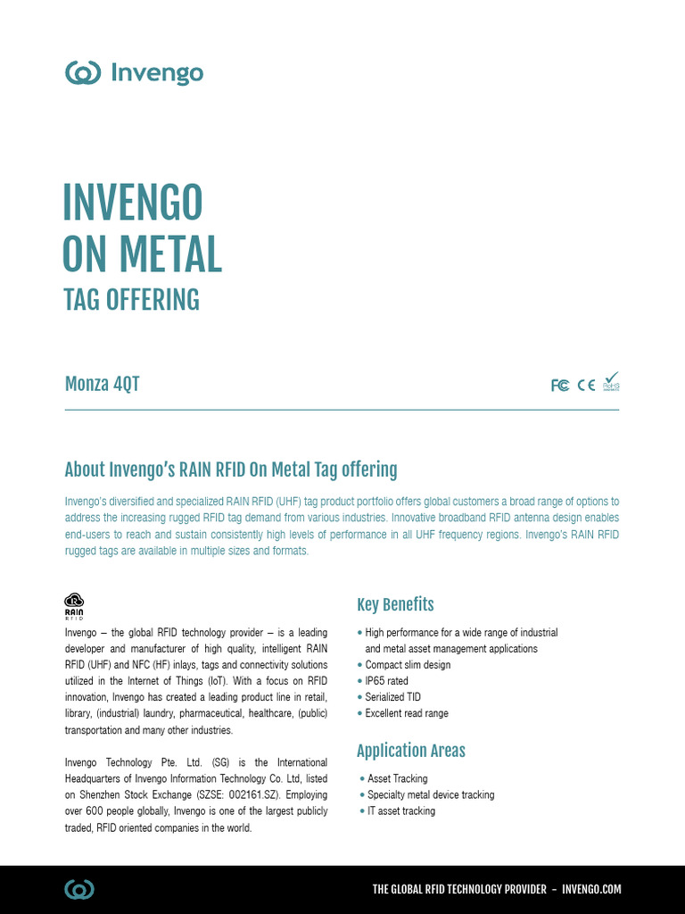 Invengo Rain Rfid Tag 9525 | PDF | Radio Frequency Identification ...
