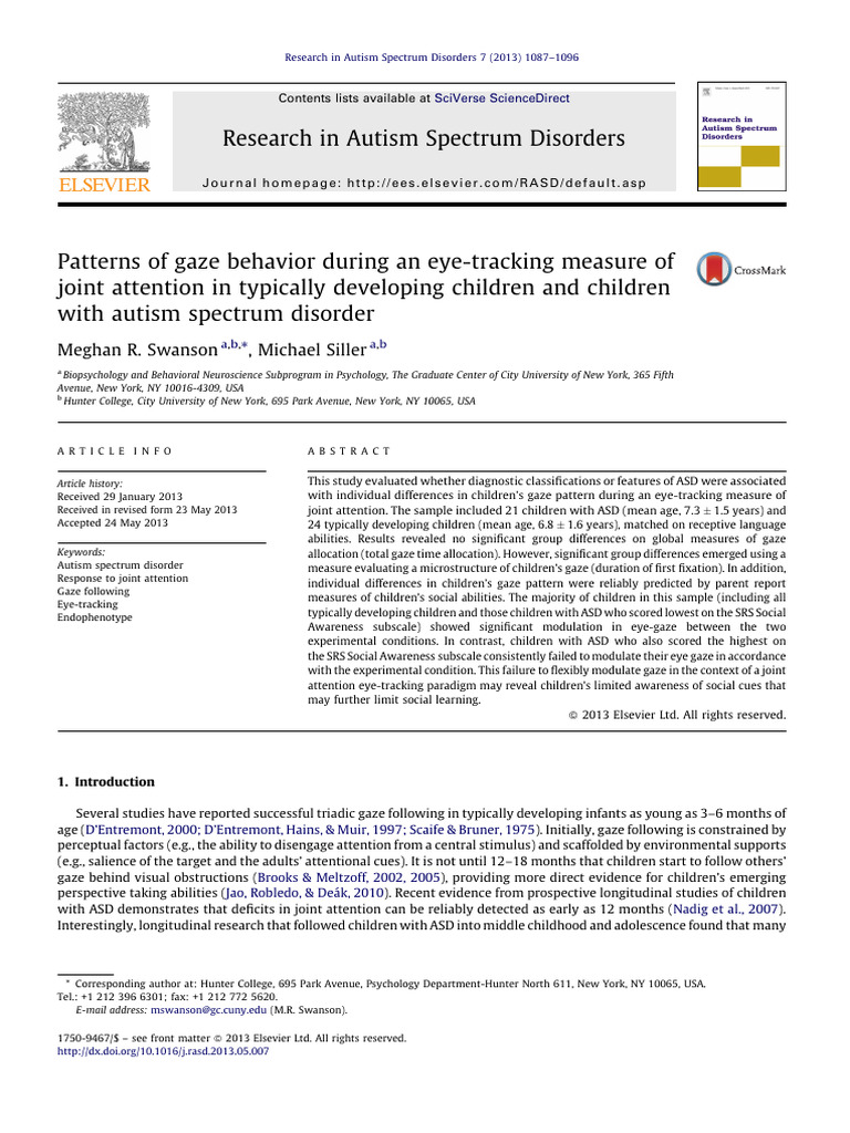 Patterns of gaze behavior during an eye-tracking measure of joint ...