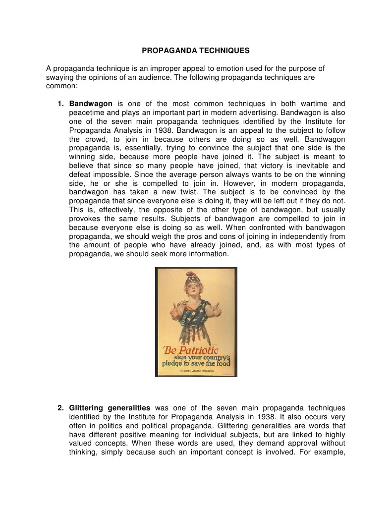 Propaganda Techniques | PDF | Propaganda | Psychology