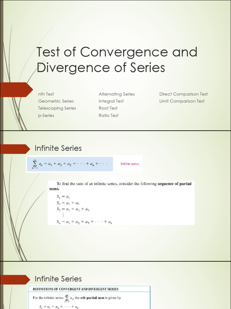 Test of Convergence and Divergence of Series | PDF | Series ...