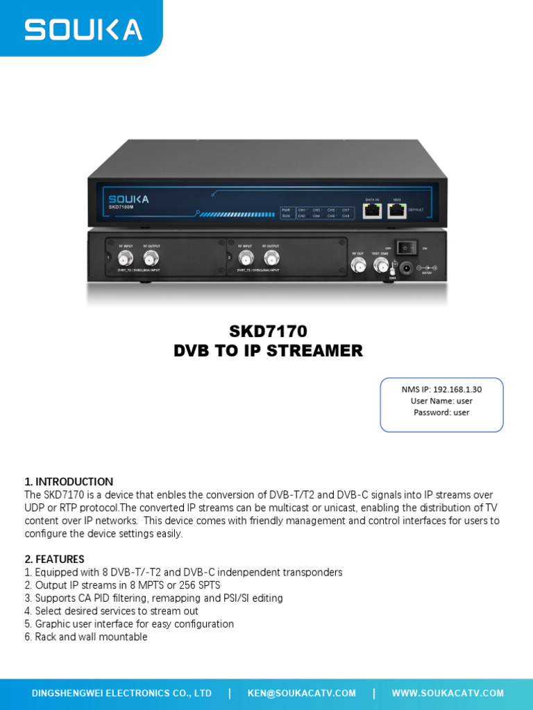 Skd7170 DVB To Ip Streamer | PDF