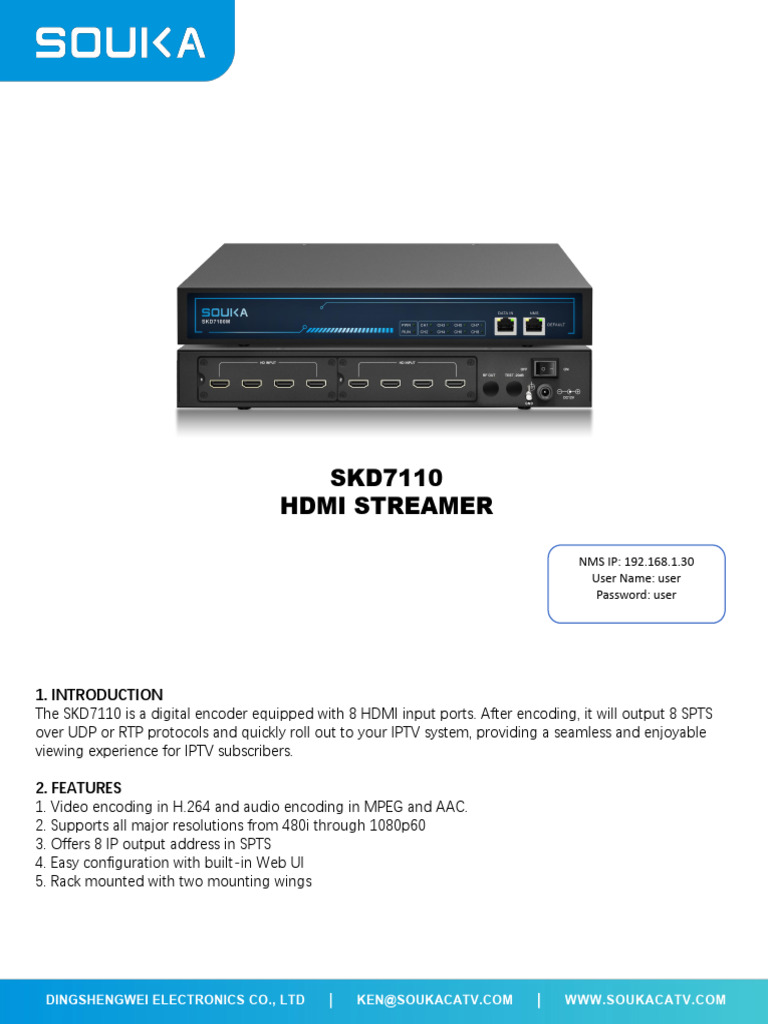 Skd7110 Hdmi Streamer | PDF