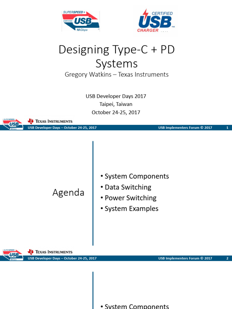 23-Usb Devdays Taipei 2017 Designing Usb Type-C PD Systems | PDF | Usb ...