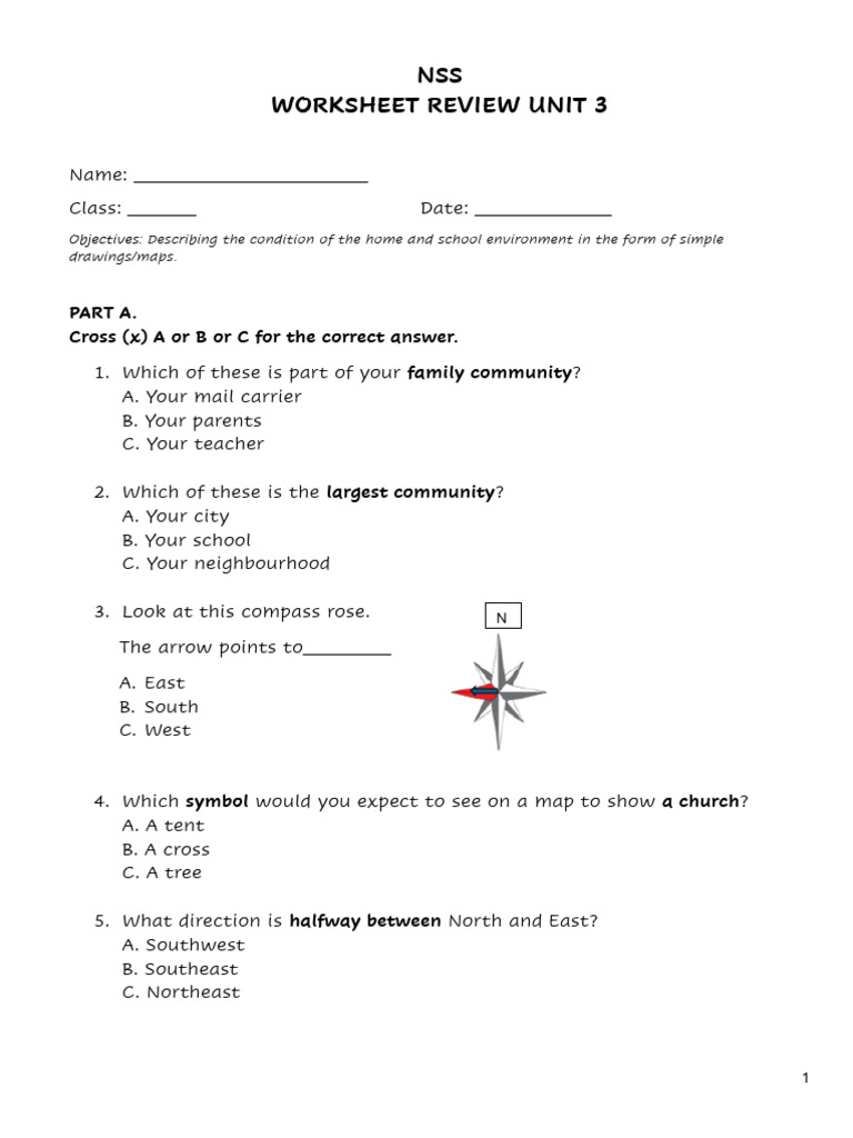 NSS Worksheet Review Unit 3: Part A. Cross (X) A or B or C For The ...