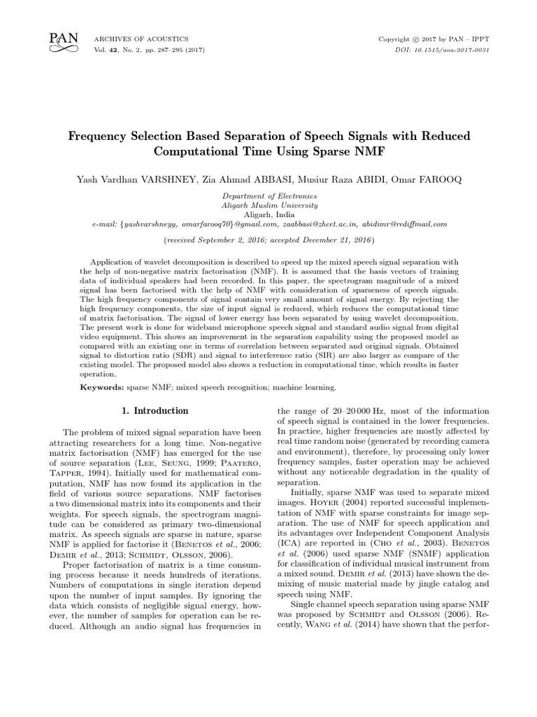 Frequency Selection Based Separation | PDF | Wavelet