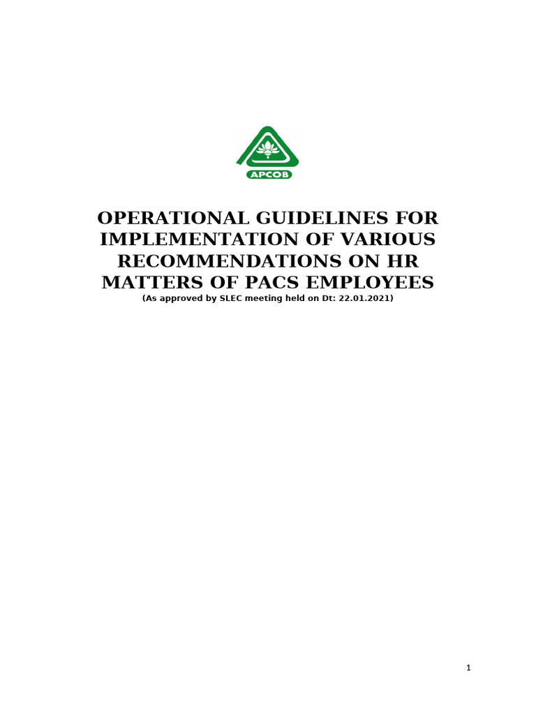 Operational Guidelines | PDF | Recruitment | Interest