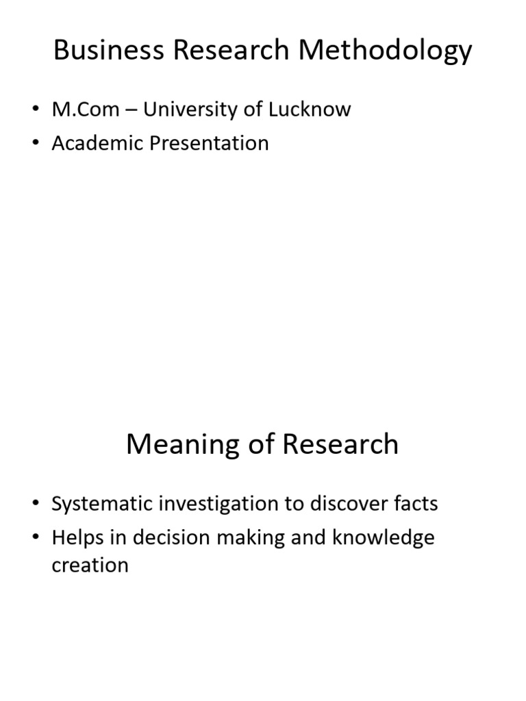 Business Research Methodology MCom | PDF