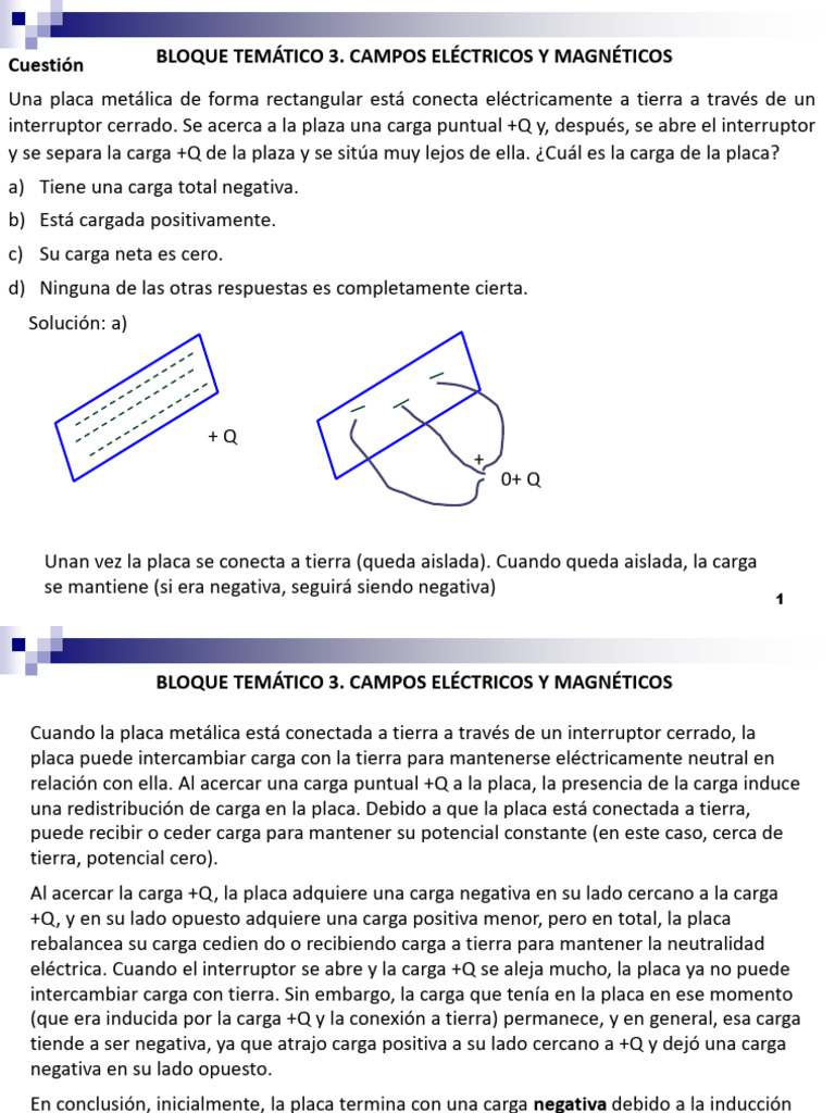 Bloque Temático 3 - Bfma. Campos Eléctricos. Gauss Conductores. | PDF ...