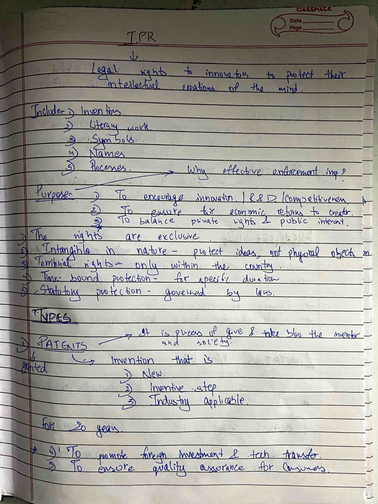 Intellectual Property Rights Notes | PDF