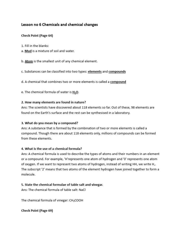 Lesson No. 6 Chemicals and Chemical Changes | PDF | Chemical Reactions ...