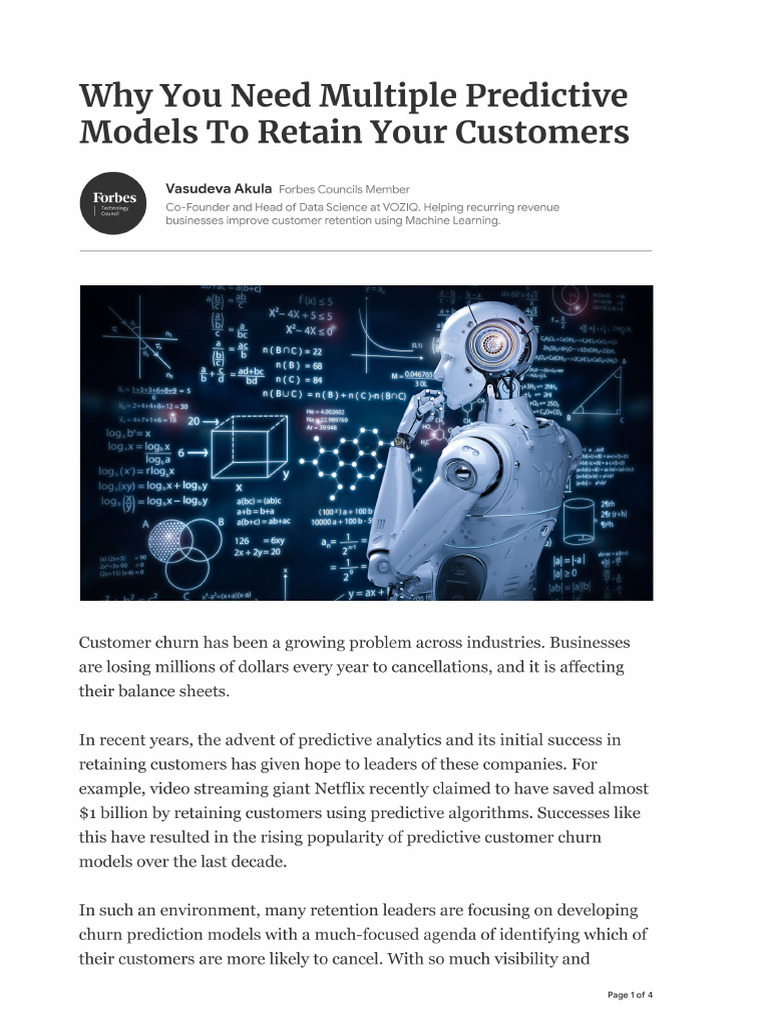 Forbes - Why You Need Multiple Predictive Models To Retain Your ...