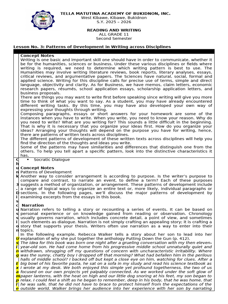 Reading and Writing Lesson 3 | PDF | Essays | Thought