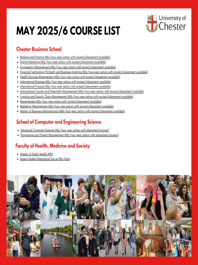 Chester May 2026 Course List UK | PDF