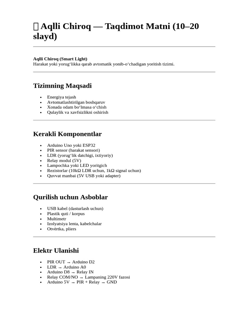 Aqlli Chiroq | PDF