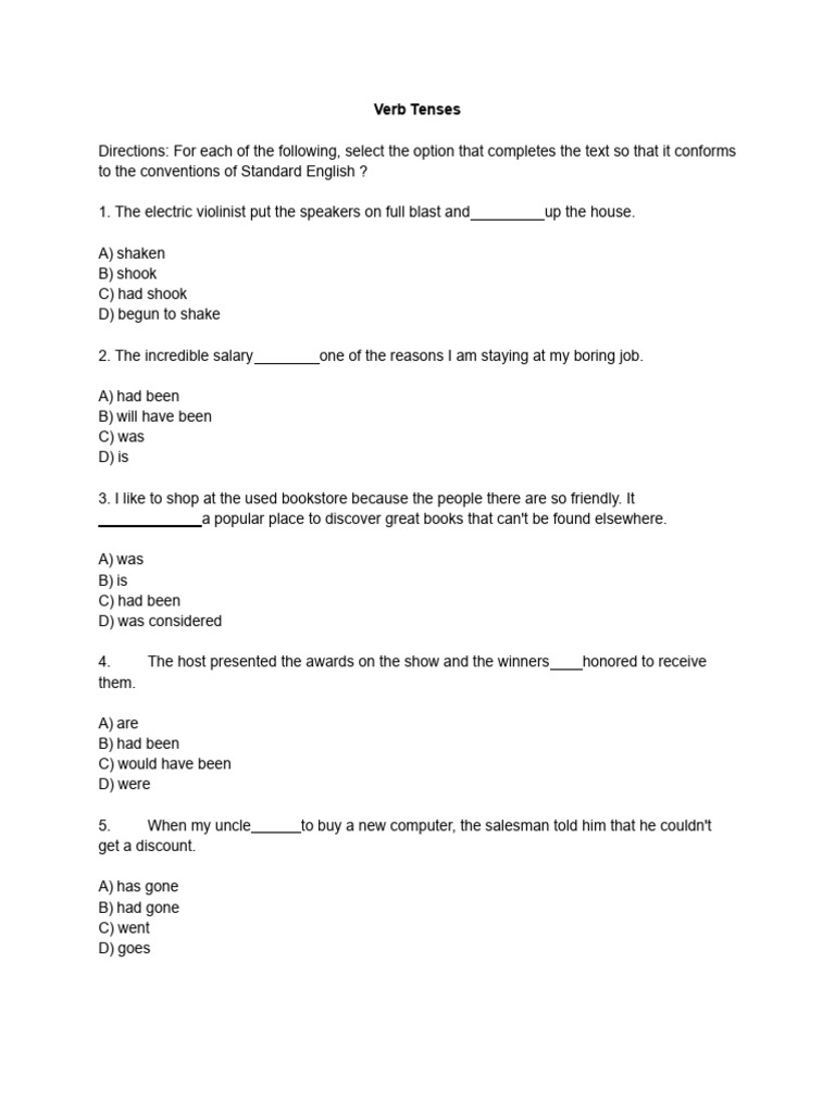 Tenses - Basic Exercise | PDF