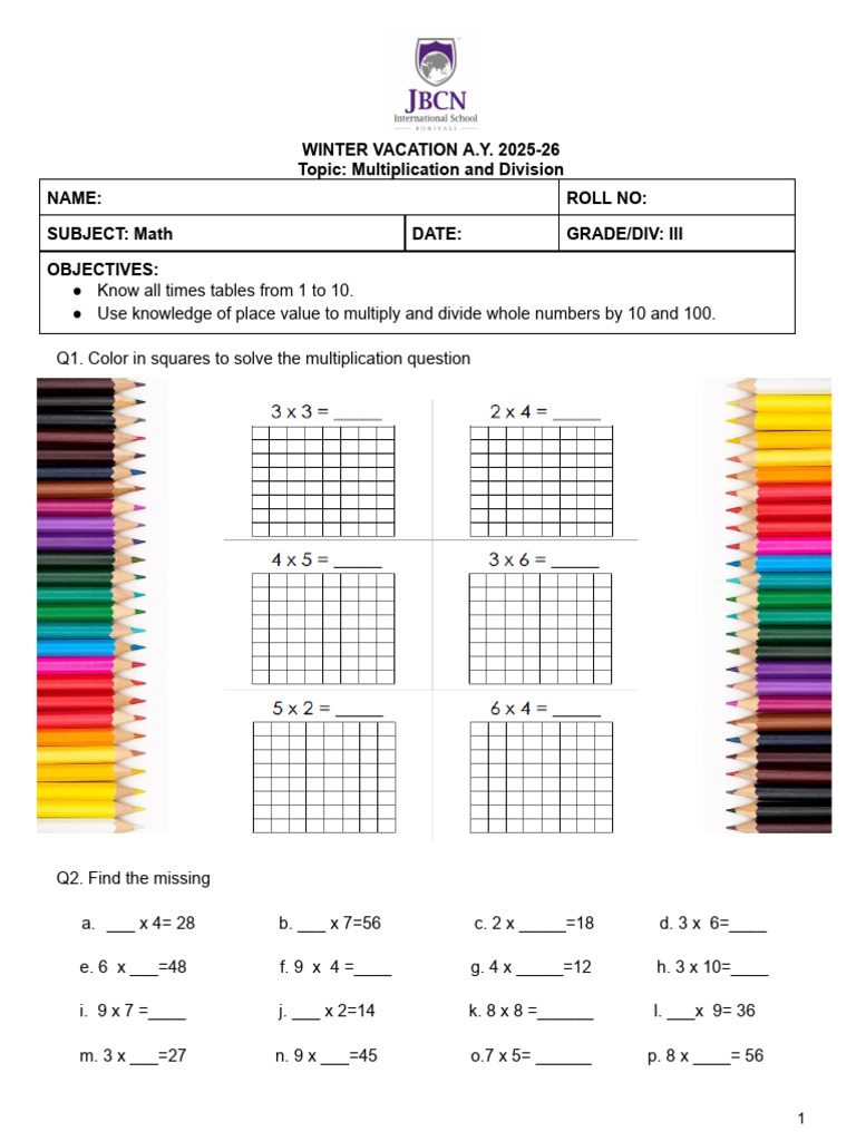 Practice Sheet 5 - Multiplication and Division (Mix Bag) | PDF