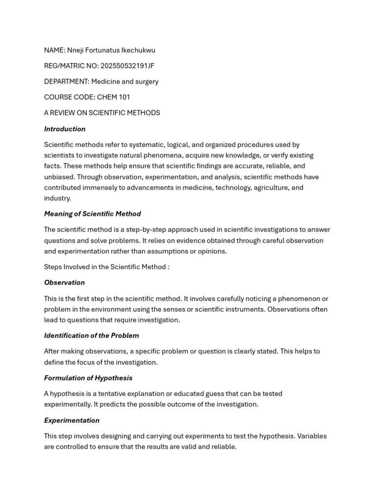 Bio 101 Assignment Part 1 | PDF | Scientific Method | Experiment