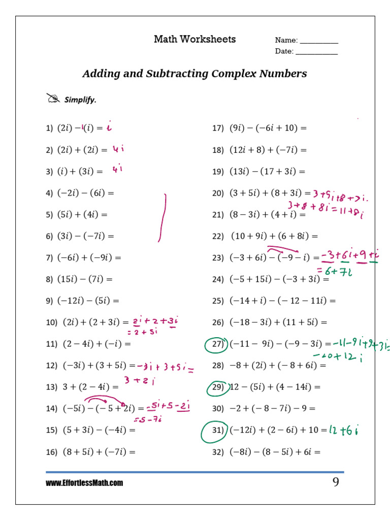 Adding and Subtracting Complex Numbers | PDF
