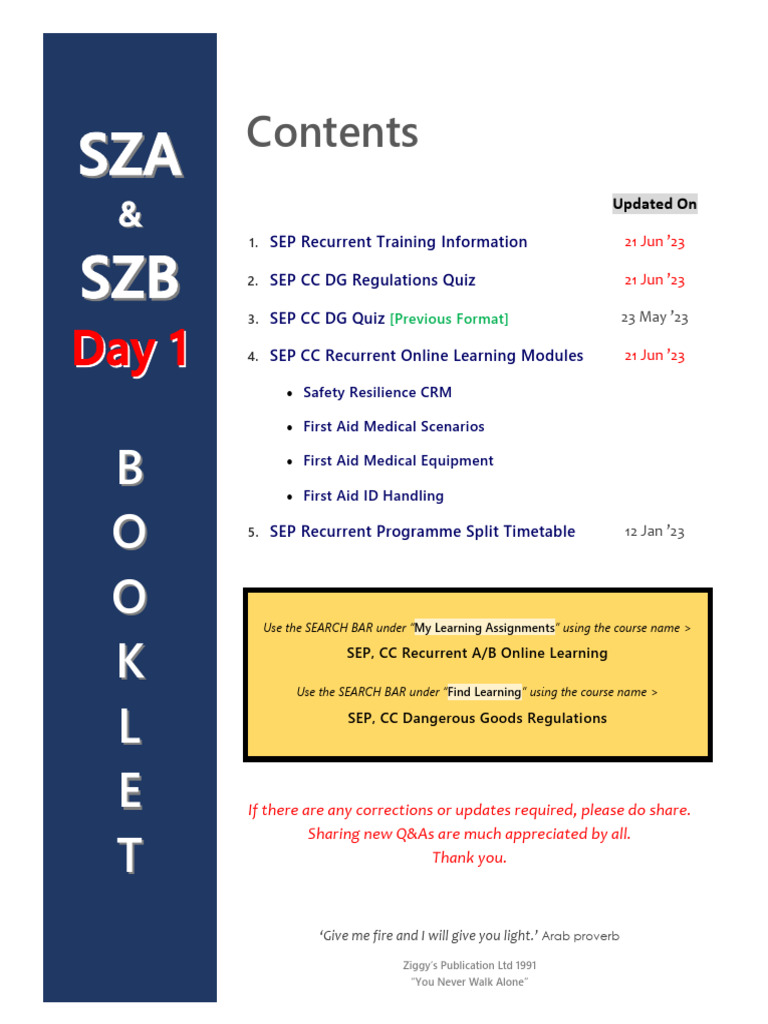 Sep Sza & SZB Booklet | PDF | Oxygen | Lithium Ion Battery