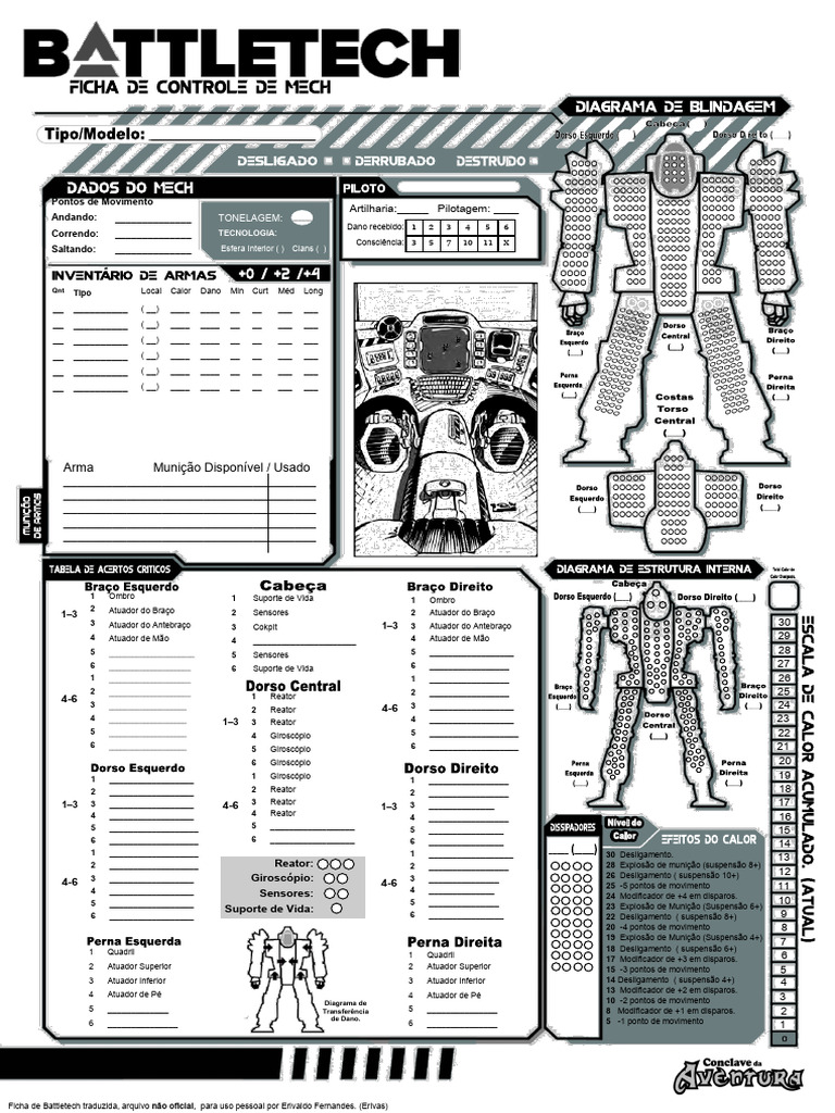 Suporte Brasil - Novo Conjunto de Fichas BR - Battletech | PDF