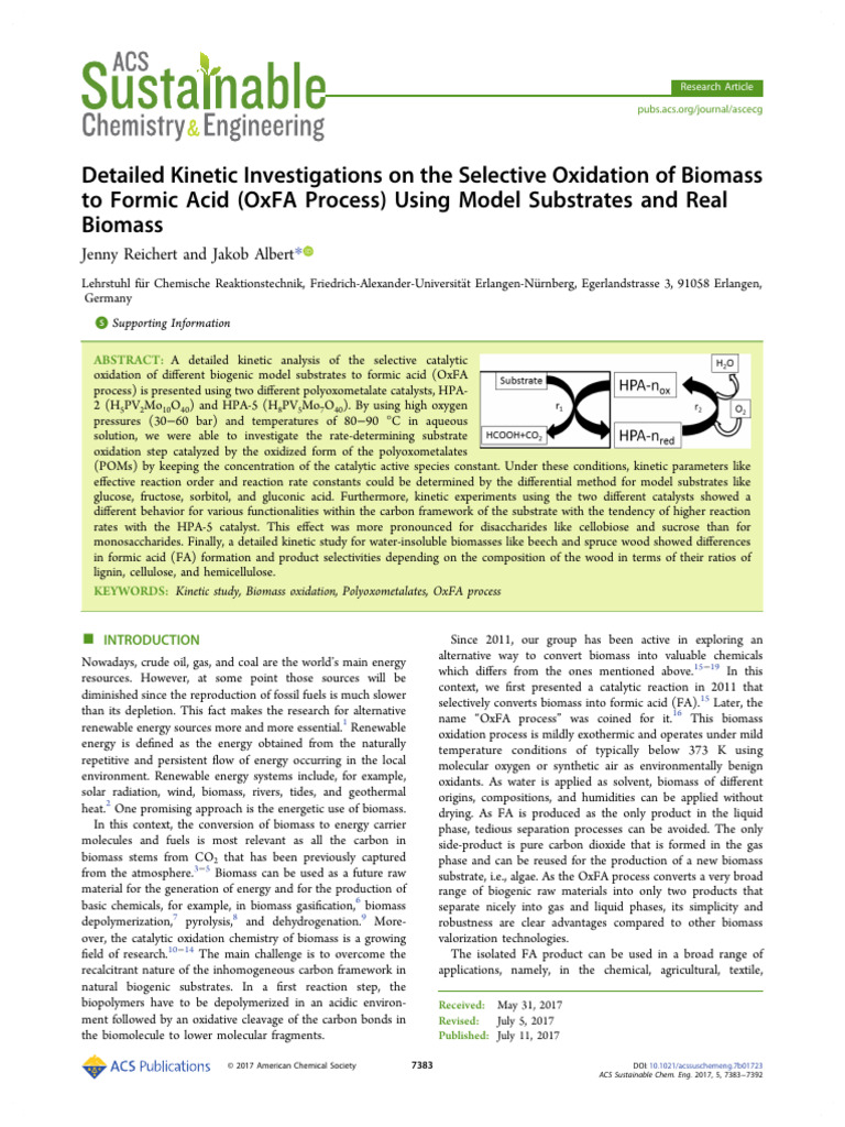 Detailed Kinetic Investigations On The Selective Oxidation of Biomass ...