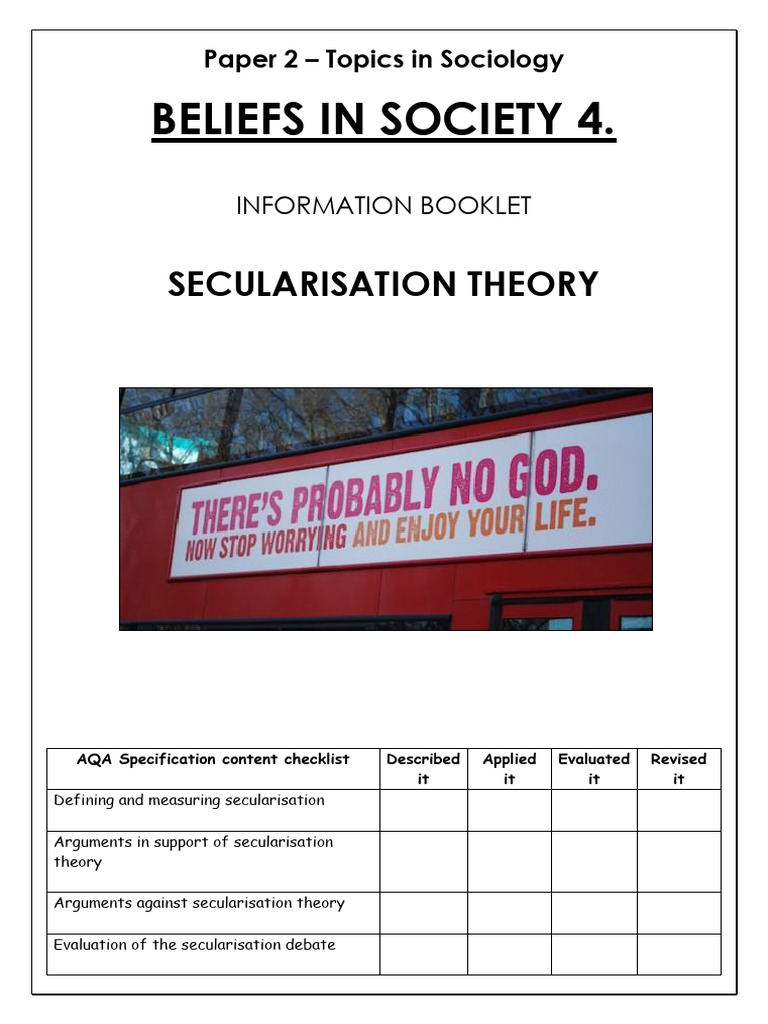 Beliefs in Society 4 Secularisation | PDF | Sociology | Max Weber