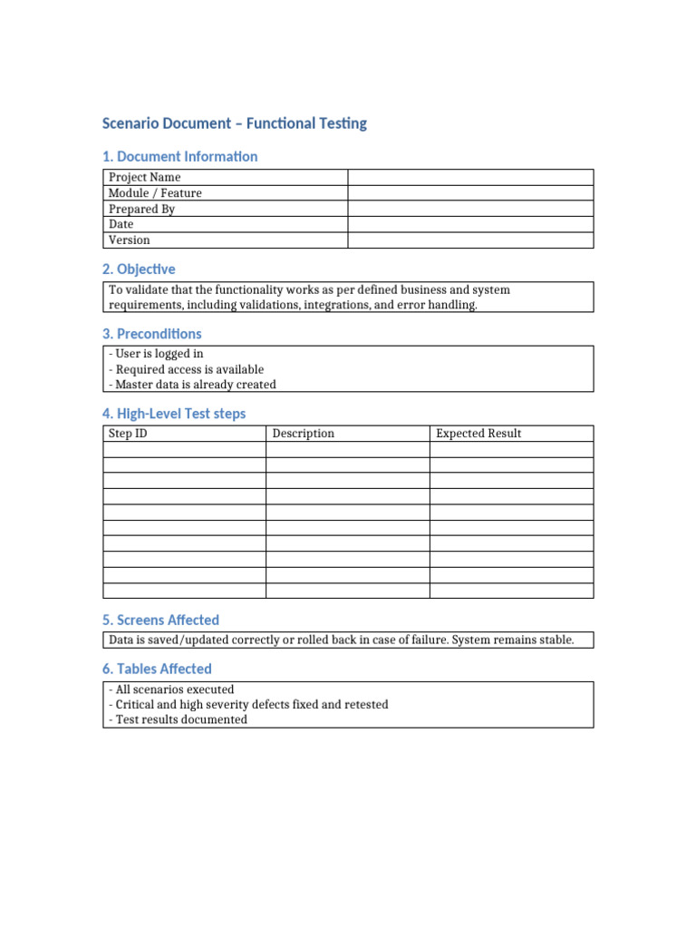 Scenario Document With Tables | PDF