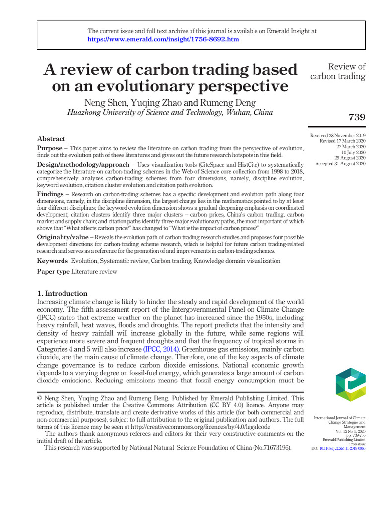 A Review of Carbon Trading Based Onanevolutionary Perspective | PDF ...