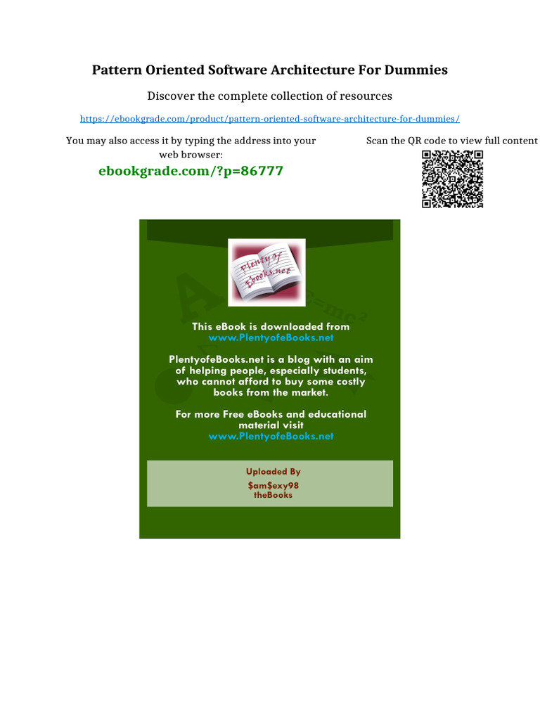 Pattern Oriented Software Architecture For Dummies Available All Format ...
