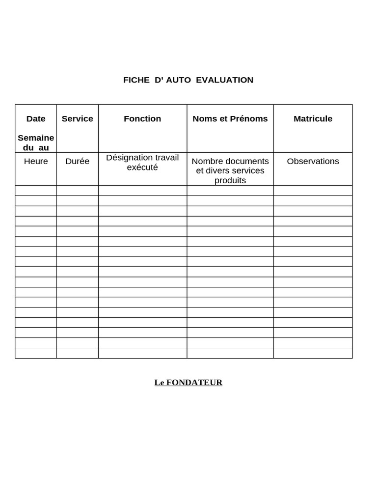 Fiche D' Auto Evaluation | PDF