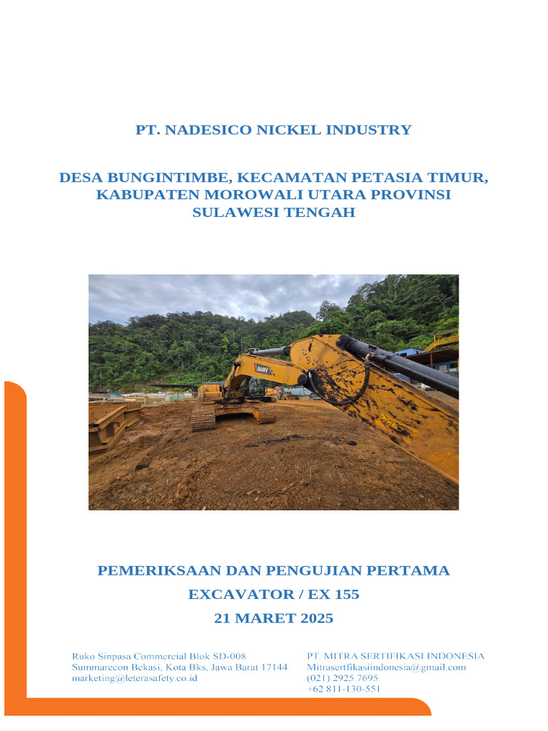 011 Ba285 Master Laporan - Excavator Sy330h Ex 155 | PDF