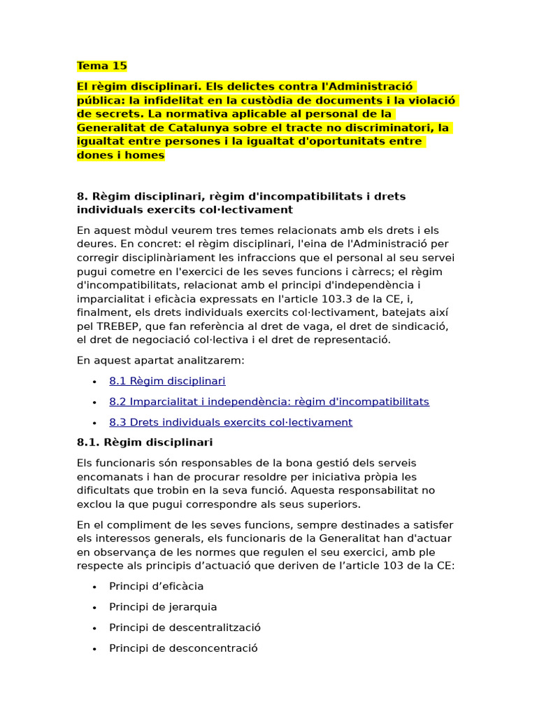 Tema 15. Regim Desciplinari | PDF