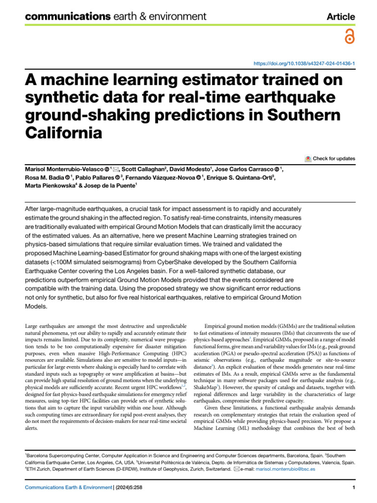 A Machine Learning Estimator Trained On | PDF | Earthquakes | Mean ...