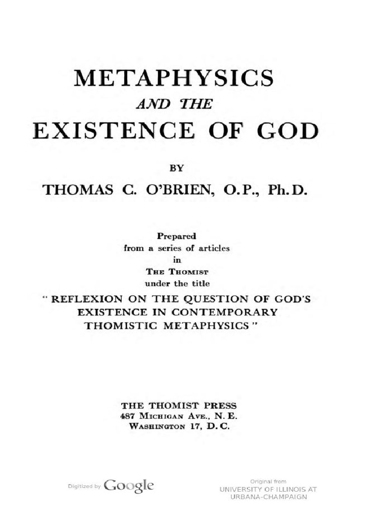 Metaphysics and The Existence of God | PDF